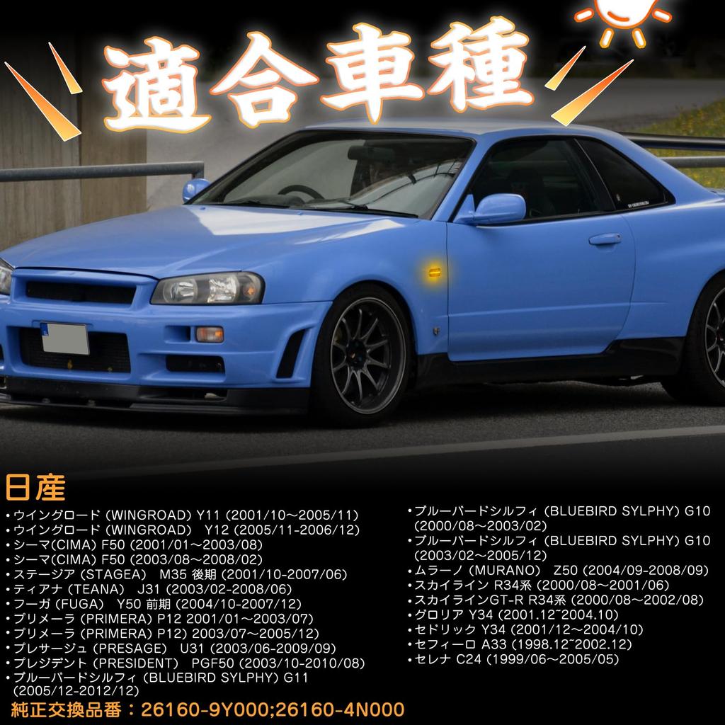GemPro Presage U31 Wingroad Y11 Y12 Cima F50 Skyline R34 Series Teana J31 Murano Z50 Side Marker LED Stagea M35 Cefiro A33 Bluebird Sylphy G11 G10