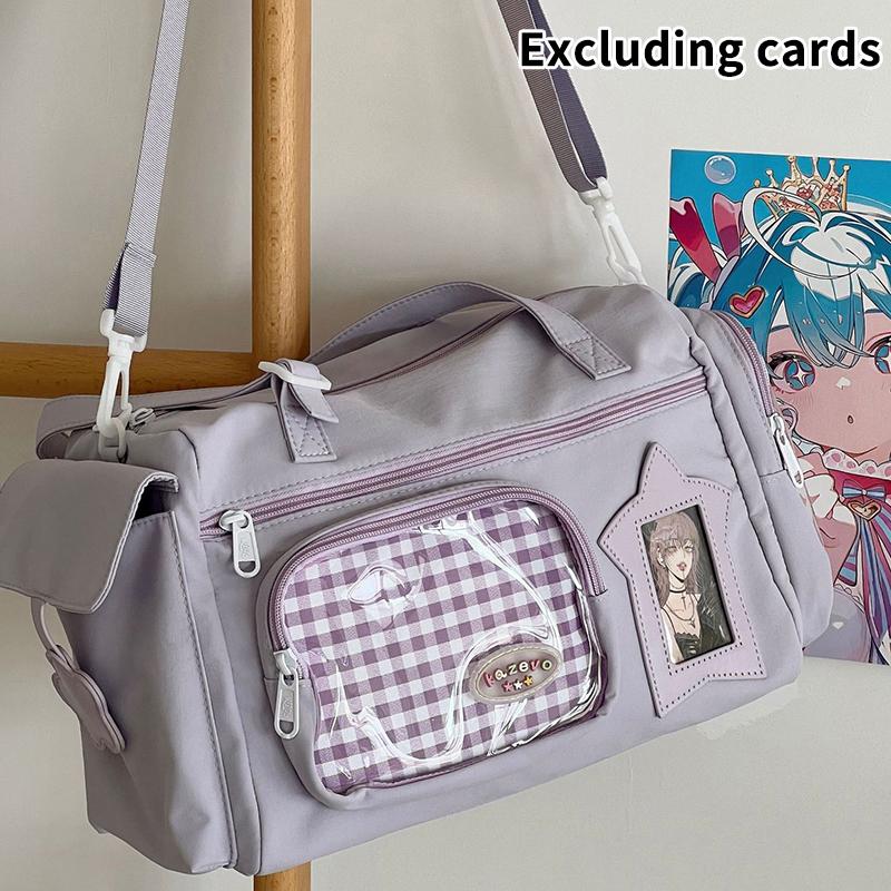 Transparent Multipockets Japanese Bags Large Capacity Versatile Travel Bag College Student Shoulder Bags Handbags Girls purple