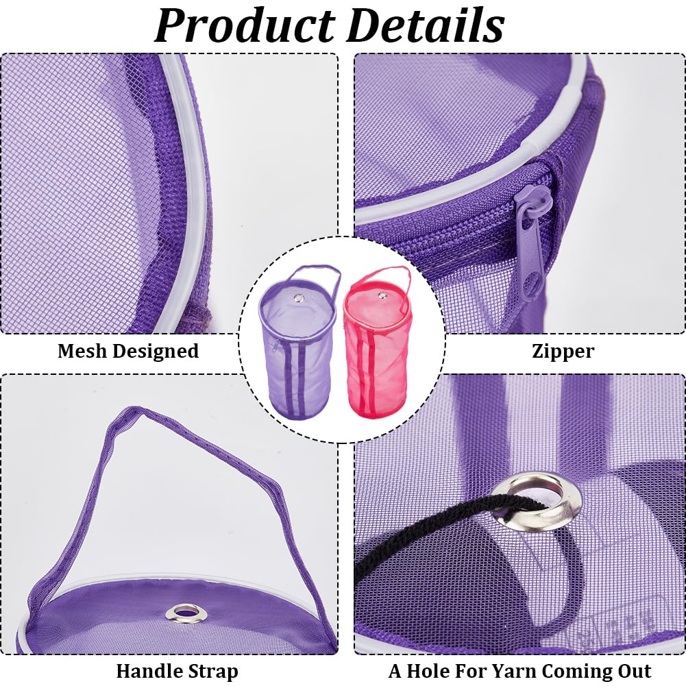 1/2PC Portable Yarn Storage Bag Round Hollow Mesh Knitting Wool Yarn Bags Crochet Yarn Handbag Organizer DIY Knitting Baskets