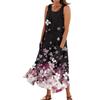 Women's Summer Casual Fashion Flower Printed Sleeveless Pocket Dress