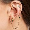 Factory  Rainbow CZ Zircons Paved Long Tassel Fine Jewelry One Side Double Hoop Piercing Hoop Earring for Women Wedding