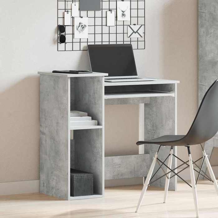 VidaXL Desk with Shelves Concrete Grey 84x40x78 Cm Engineered Wood, Computer Desk, Standing Desk, Desk with 860448