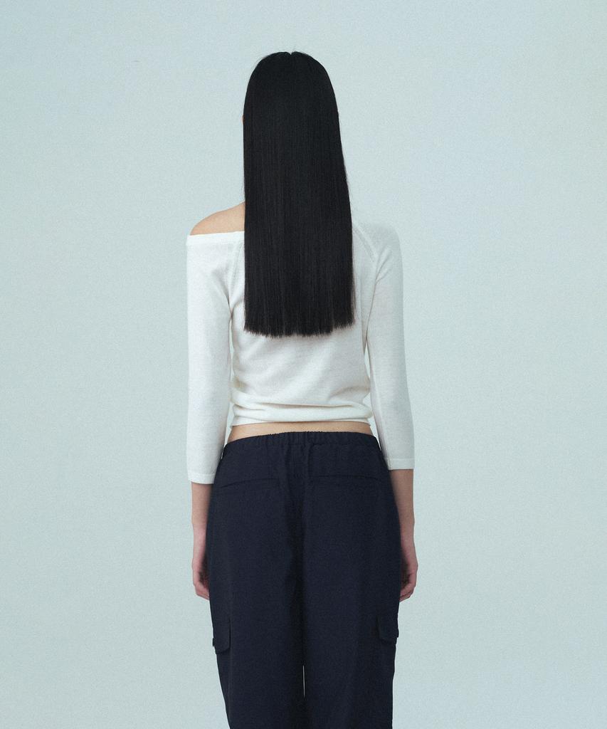 REST&RECREATION One-Shoulder Knit Top - Ivory