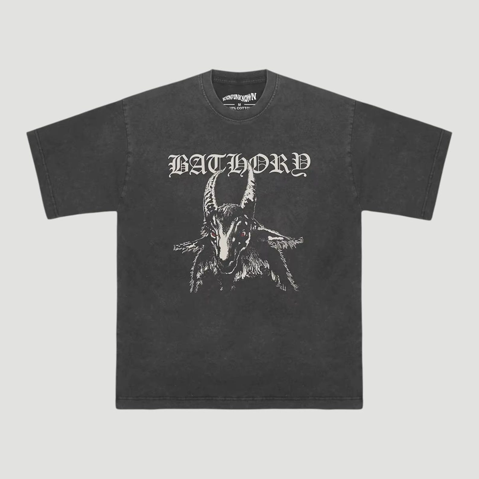 Vintage Bathory Band T-Shirt, Washed Cotton Black Metal Graphic Tee XL