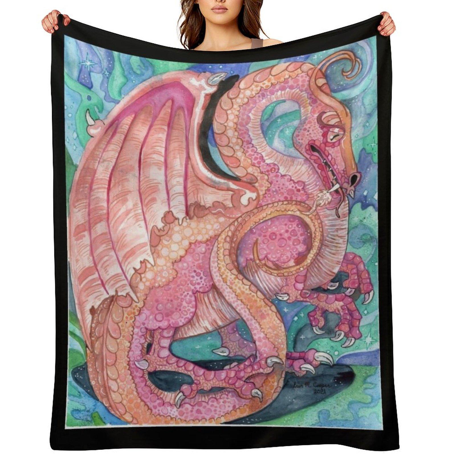 Lunarian Flight of Dragons Throw Blanket Furry Camping Baby blankets and throws Blankets 30x40in