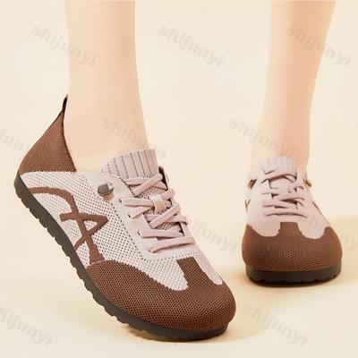 Fashion Women Casual Shoes Summer Mesh Breathable Comfortable Non-slip Flats Sneakers Women Shoes Elastic Band Outdoor Walking Shoes