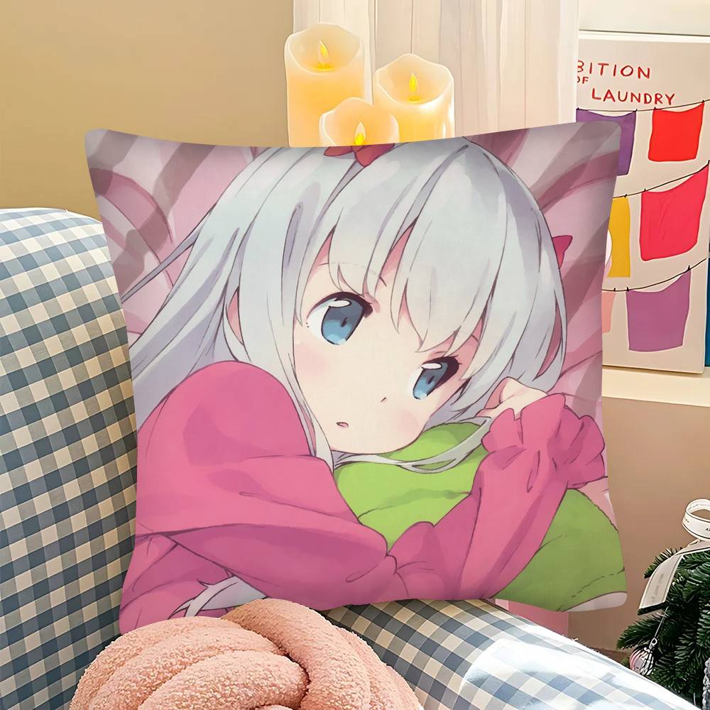Anime Girl Izumi Sagiri Pillow Case Fashion Square Pillowcase Bedroom Sofa Room Ins Decoration Leisure Cushion Cover