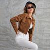 Women's Casual Fashion Lapel Corduroy Jacket Single Breasted Short Coat