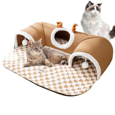 Autumn Winter Cat Nest Thickened Warm Hide and Seek Cats Tunnel Interesting Design Pet Beds Moisture-proof Cat Supplies