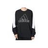 Adidas Striped Print Large Logo Crew Neck Sweatshirt Men Tops Black HK4539