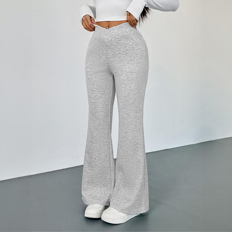 YYFS Women's Fashion Casual Solid Color Print High Waist Trousers Pants & Capris