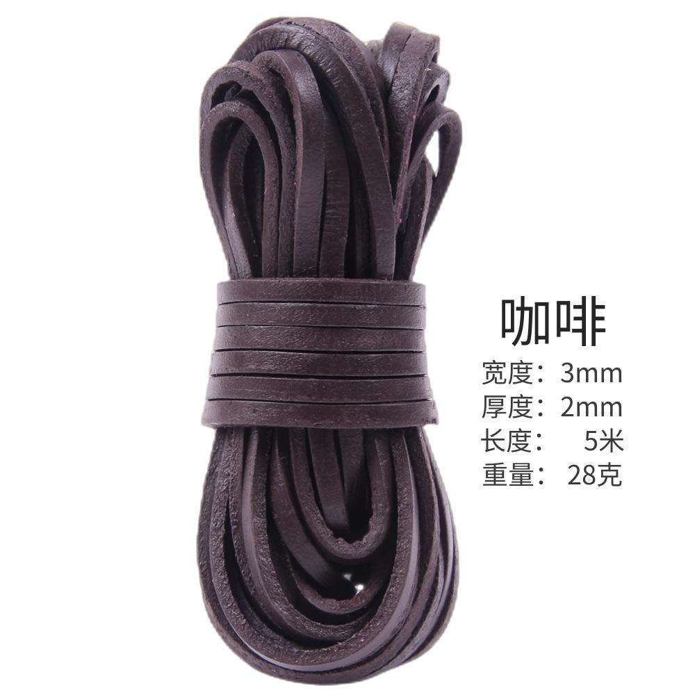 Diy Rope 2Mm Thick 3Mm Wide Rope Braided Rope Leather Strip Rope Vegetable Tanned Leather Flat Leather Rope Cowhide 5 Meters A Piece