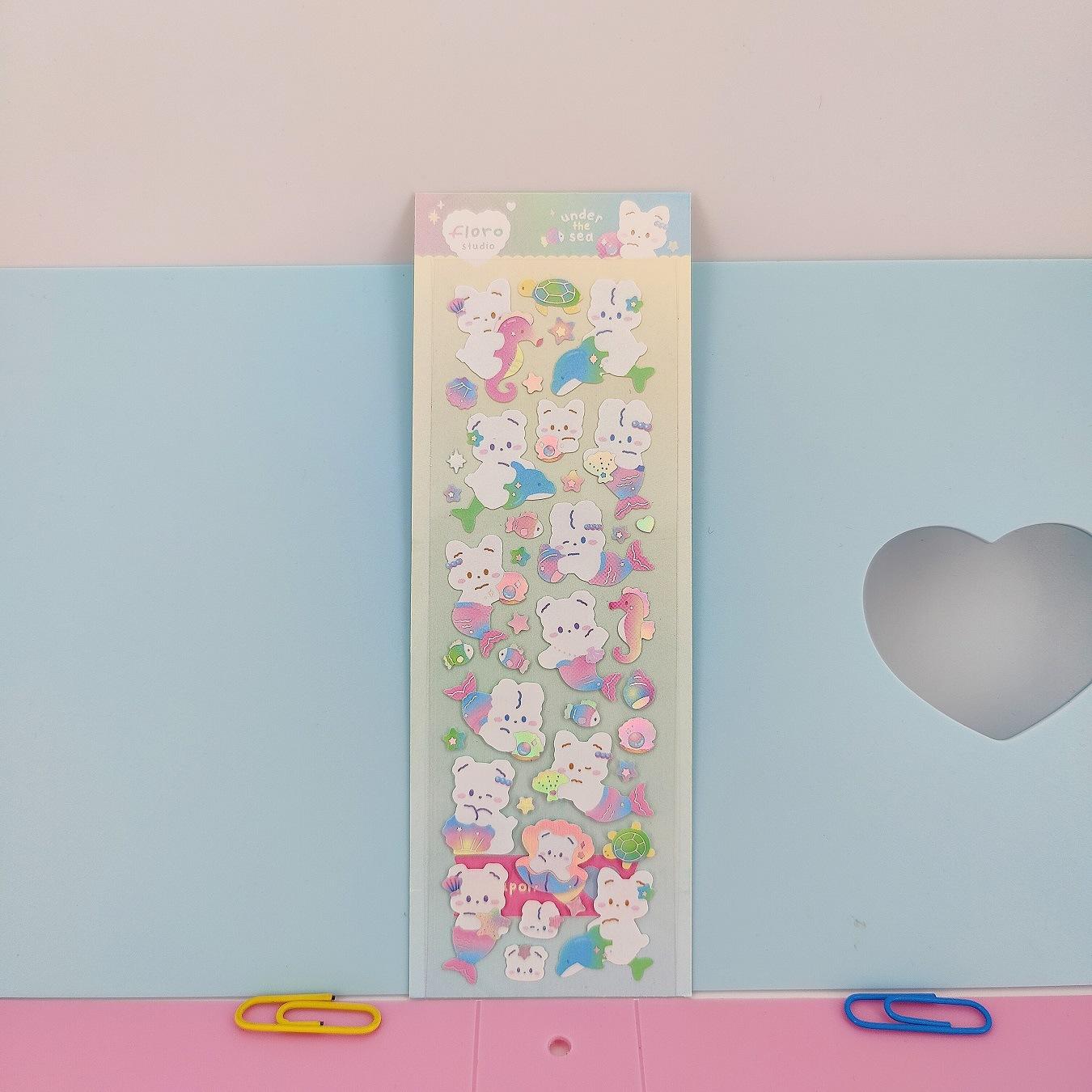 

1 шт. корейская милая наклейка Kawaii Bling Bunny Rainbow с четырьмя листьями пудинг наклейка водостойкая серебряная наклейка для студентов DIY фото 50*150mm