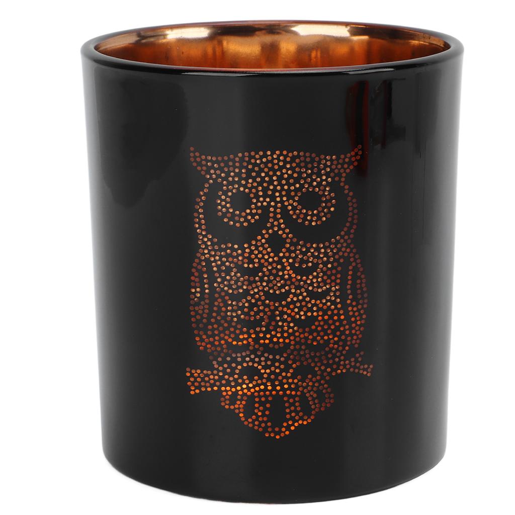 Glass Votive Candle Holder Night Owl Durable Odorless Black Glass Romantic Tealight Candle Holder