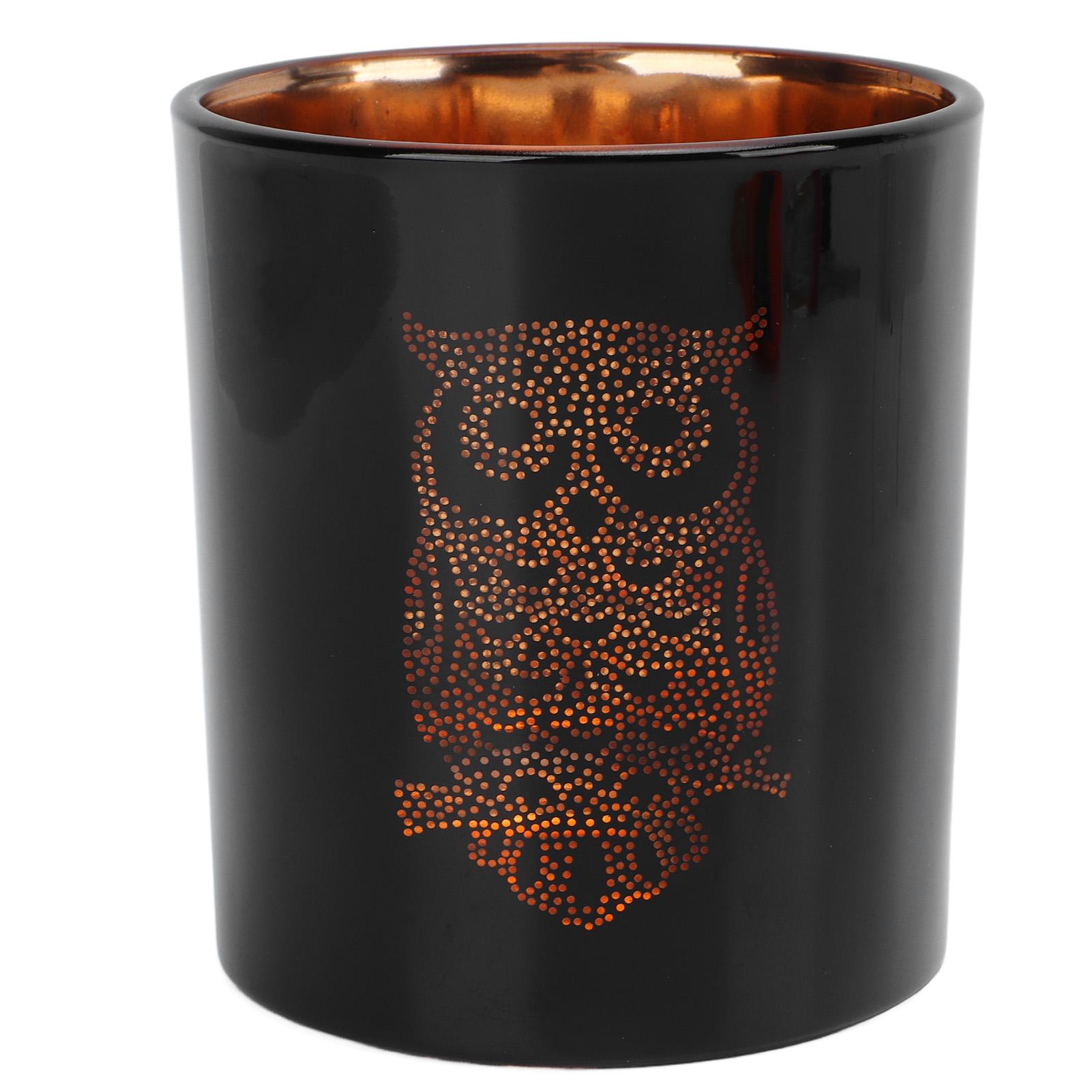 

Glass Votive Candle Holder Night Owl Durable Odorless Black Glass Romantic Tealight Candle Holder