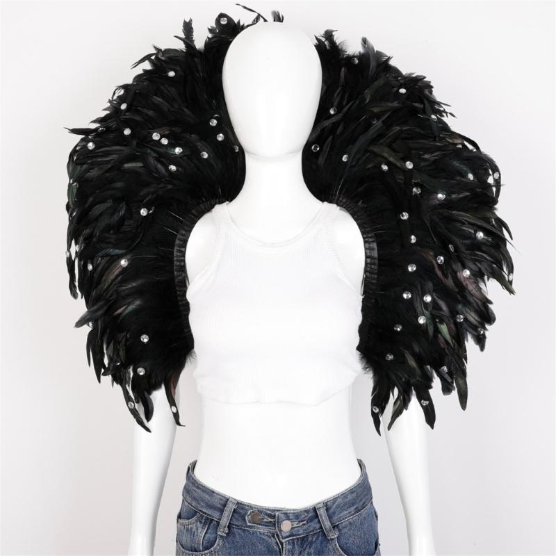Women's Feather Scarf Halloween Shrug Poncho Collar Fashion Accessory for Stage Performances Costume Party Favors
