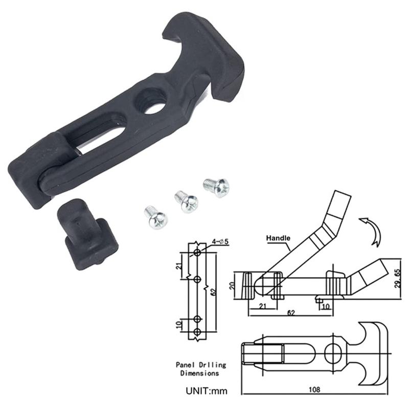 2Pcs/set T-handle Buckle Elastic Rubber T-handle Hasp Draw for Latch with Brackets for Rvs Trailers Tool Boxes Cooling B