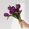 6pcs Hand Feel Moisturizing Tulip Simulation Flowers, Wedding Hand-held Flowers, Home Decoration Fake Flowers
