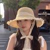 Women's Summer Beach Photo-Ready Straw Lace Hat Vacation Style Fisherman Hat Beach Wide Brim Sun Protection Hat Straw Material with Lace Details