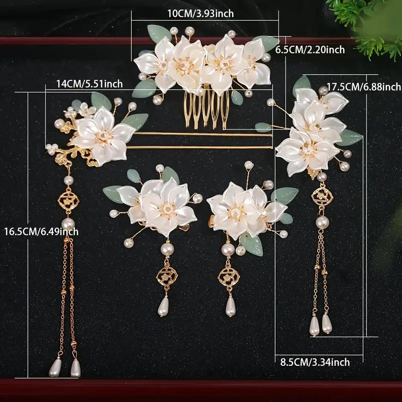 5-piece Set Featuring Vintage Floral and Tassel Designs, Handmade Hanfu Hair Accessories, Elegant Classical Artificial Flo