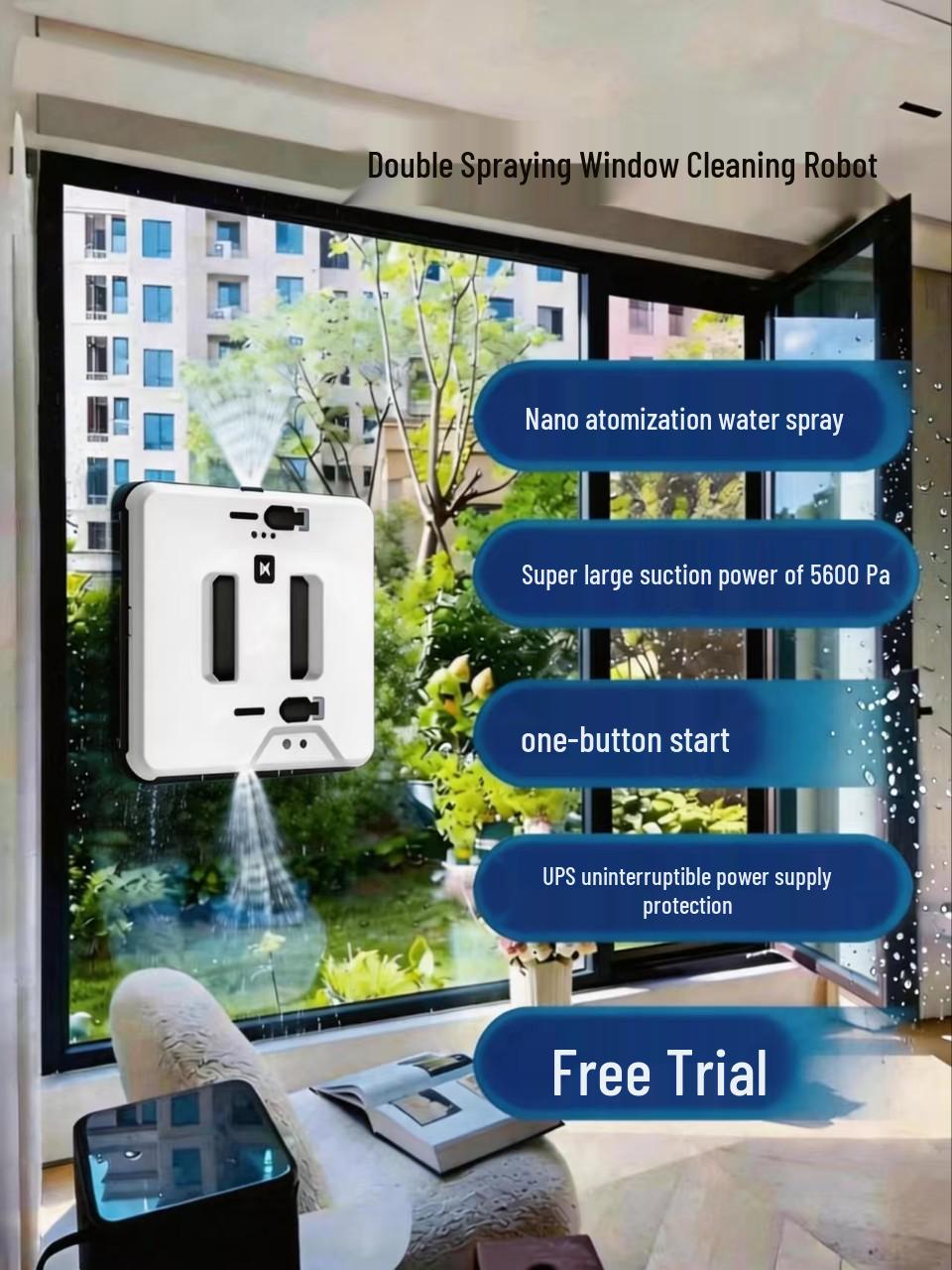 Smart Remote-Control Dual Spray Window Cleaning Robot KR белый