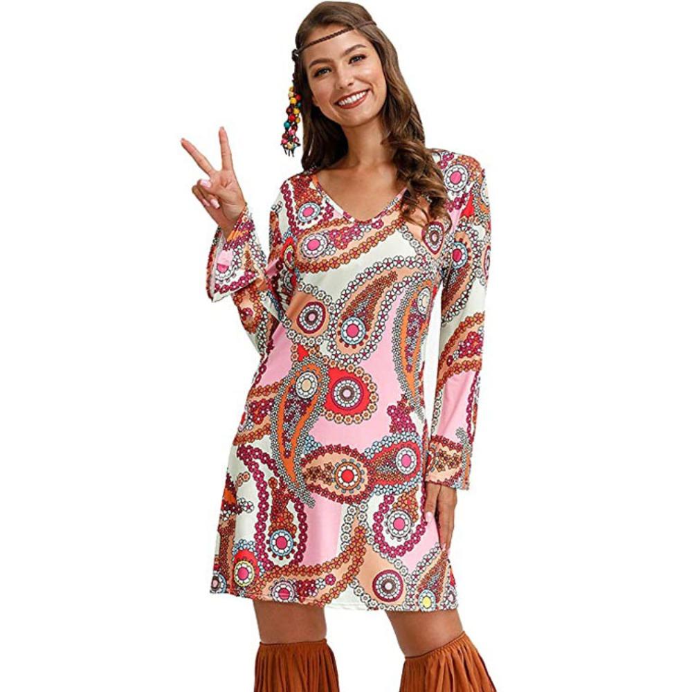 70s Hippie Halloween Printed Women's Dress