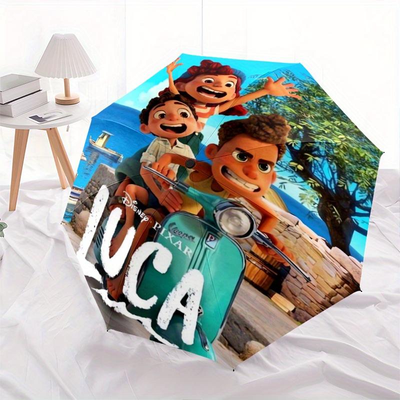 Disney Pixar Luca Automatic Folding Umbrella - 3 Folding Design, Vivid Cartoon Pattern, Suitable for Outdoor Activities, A Gift for Fans In