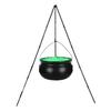 Spooky Halloween Witch Cauldron with Green Light Eyeballs for Outdoor Garden or Patio Decorations 12 5 Inch Diameter