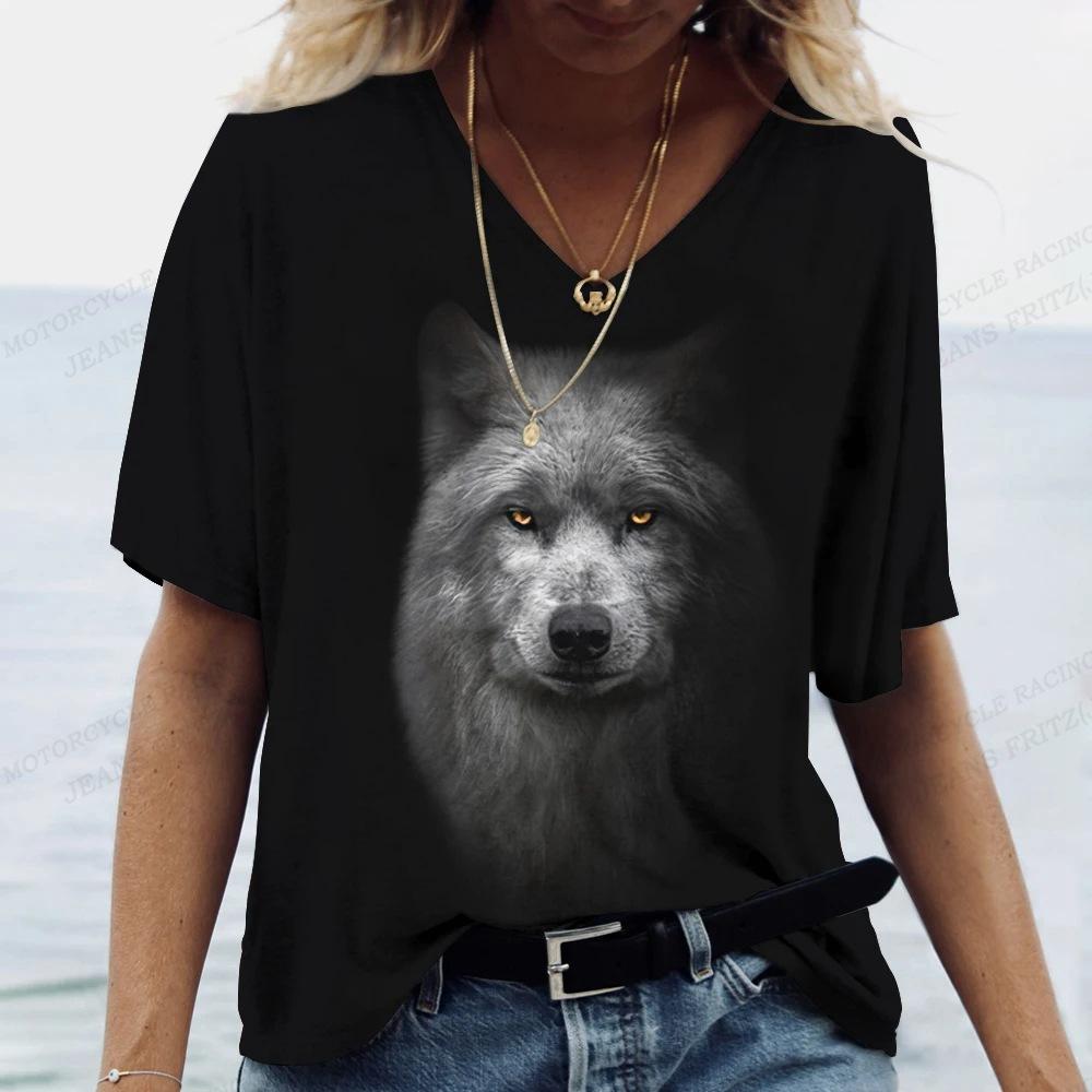 T-shirt d'été pour femmes Vêtements Animal Loup T-shirt imprimé en 3D