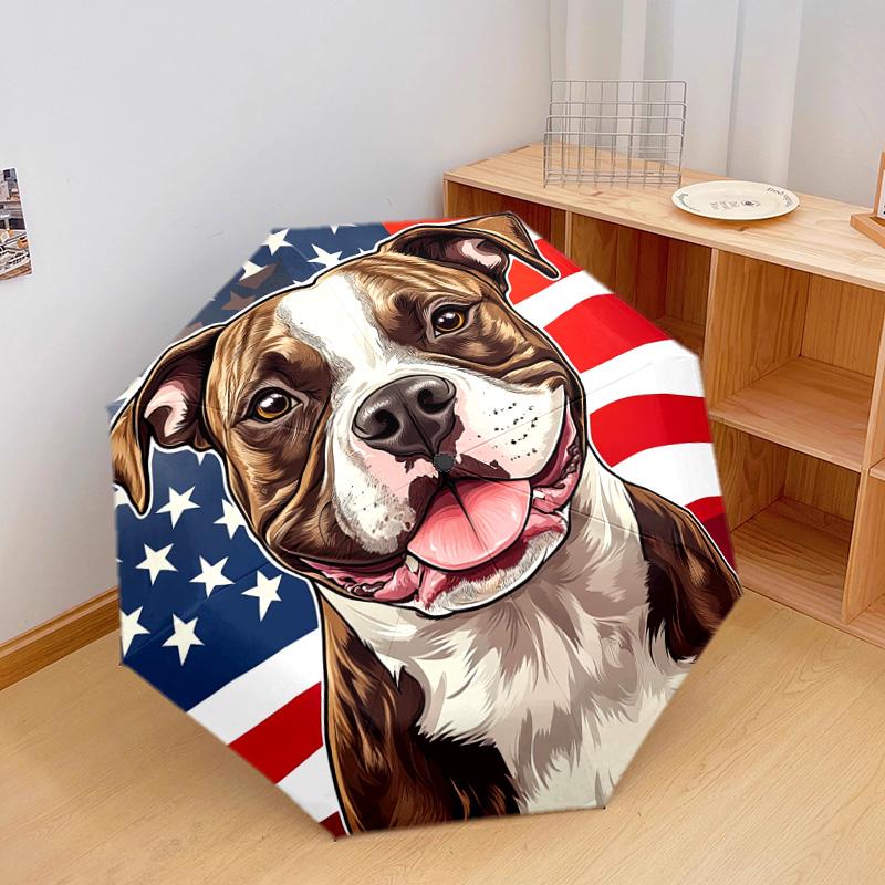 1 PC Automatic Folding Umbrella - Pitbull Dog Pattern, Portable & Foldable Design with 8 Ribs, Christmas Birthday Gifts