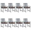 Day and Night - Day and Night Garden Chairs with Cushions 8 Pcs Solid Gray Acacia Wood