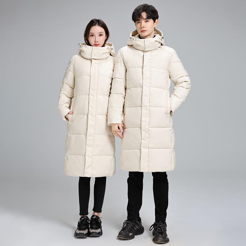 

Мужская и женская зимняя хлопковая куртка средней длины с капюшоном Новая зимняя парная осенне-зимняя утолщенная хлопковая куртка XXXL белый