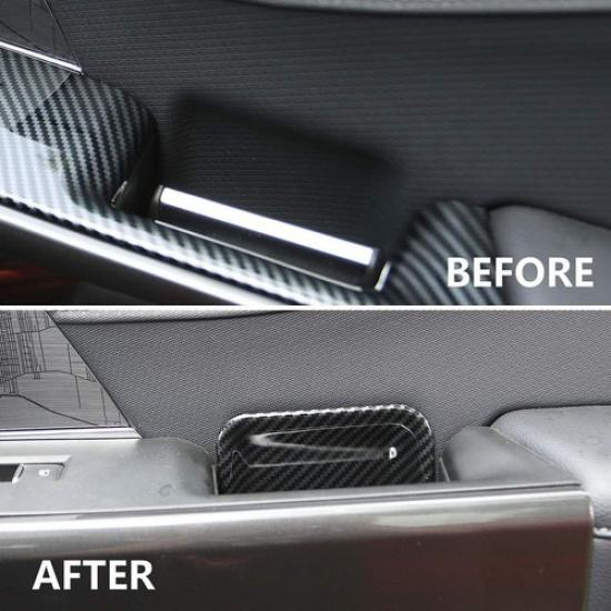 Inner Front Door Handle Bowl Cover Trim Bezels For Ford F150 2021+ Carbon Fiber