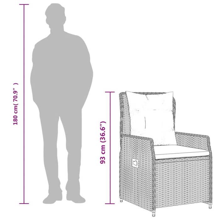 VidaXL Ensemble à manger de jardin 9pcs coussins noir résine tressée 3262832