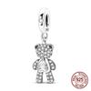 Copper Dazzling Shiny Cute Bear Charms Cubic Zirconia Pendants Fits Genuine Charms Bracelets Women DoItYourself Jewellery Gifts