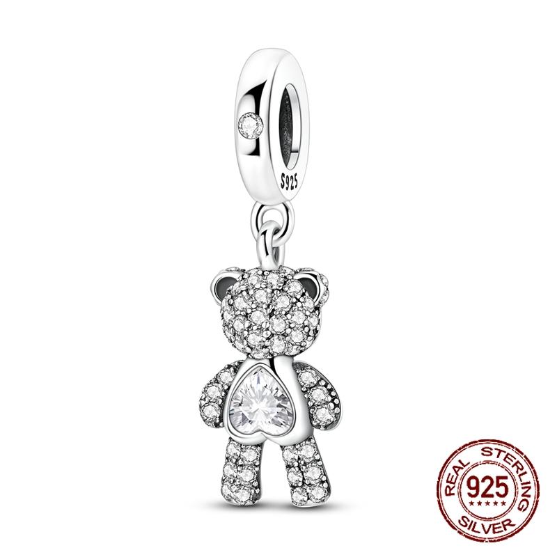 

Copper Dazzling Shiny Cute Bear Charms Cubic Zirconia Pendants Fits Genuine Charms Bracelets Women DoItYourself Jewellery Gifts