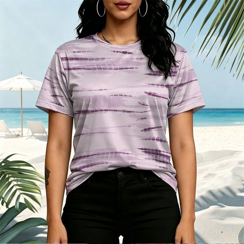 Women's Minimalist Tie-Dye Basic Crewneck T-Shirt, Soft Comfy Loose Fit, Versatile Casual Top for Daily, Beach & Loungewear