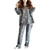Women's Pajamas Top and Bottom Set Room Wear Room Wear Cat Pattern Long Sleeve Cotton Cute Elegant Soft