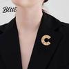 Coat Brooch Accessory Retro Style Letter C-Shape with Rhinestones Imitation