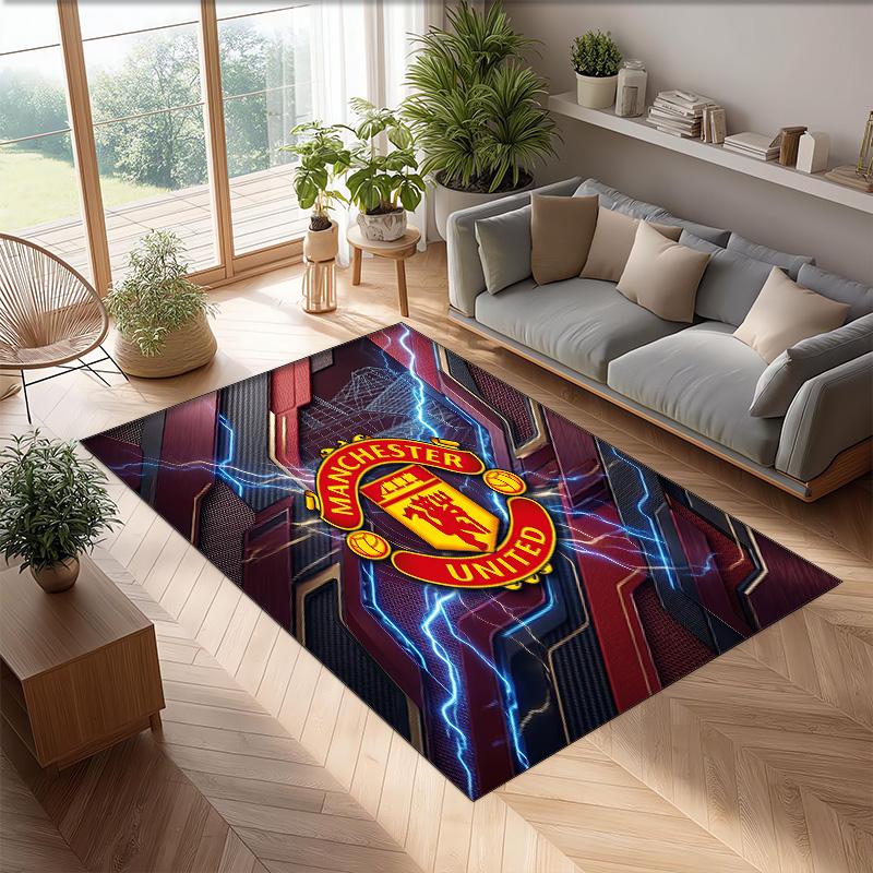 Manchester United Geprint Flanellen Vloerkleed Niet-Glijdend Zacht Polyester Vloerkleed Binnen Decoratie Mat voor Slaapkamer Woonkamer Bank