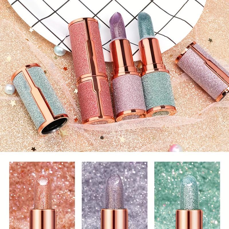 Rose Smoke Pinkish Lipstick Bright Glitter Starry Sky, Shiny Velvet Texture, Durable, Make Your Lips Shiny, Waterproof, Gift for Women