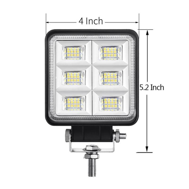 4-Inch Square White LED Work Light Pods Flood Spot Lamp 6000K Universal for Car Off Road Truck SUV Van 12-24V 48W