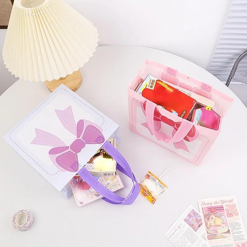 1-30PCS Cartoon Bow Portable Gift Bag Bow Snack Packaging Bag Portable Design Cosmetics Candy Small Items Storage Self Seals