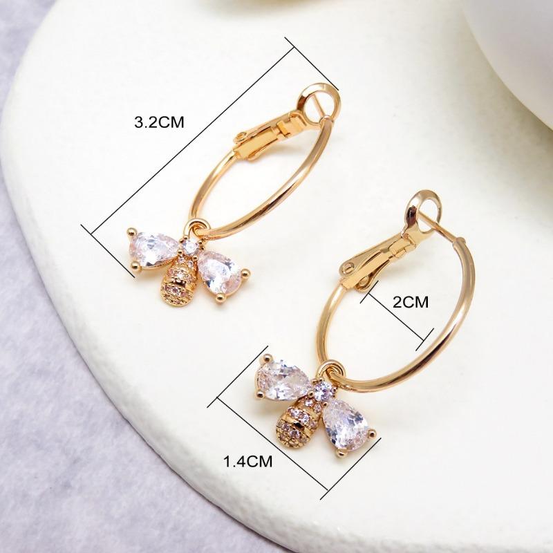 Light Luxury Zircon Bee Gold Niche High-end Earrings