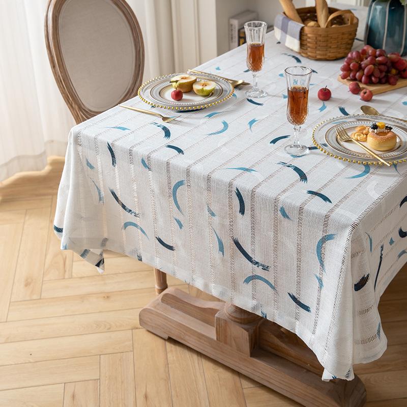 Small Fresh Cotton And Linen Fabric Tablecloth Pastoral Floral Table Cloth French White Decorative Cloth Rectangular Household Tablecloth