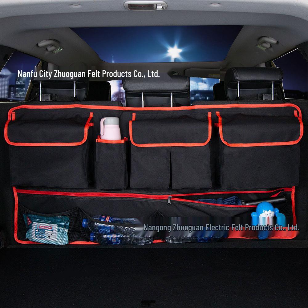 Car Trunk Seat Back Hanging Storage Bag - SUV Rear Multi-Functional Mesh Organizer