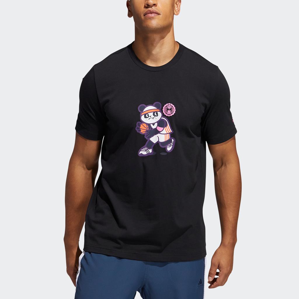 Adidas Panda Cartoon Print Basketball Sports Crew Neck Short Sleeve T-Shirt Men Tops GN5149