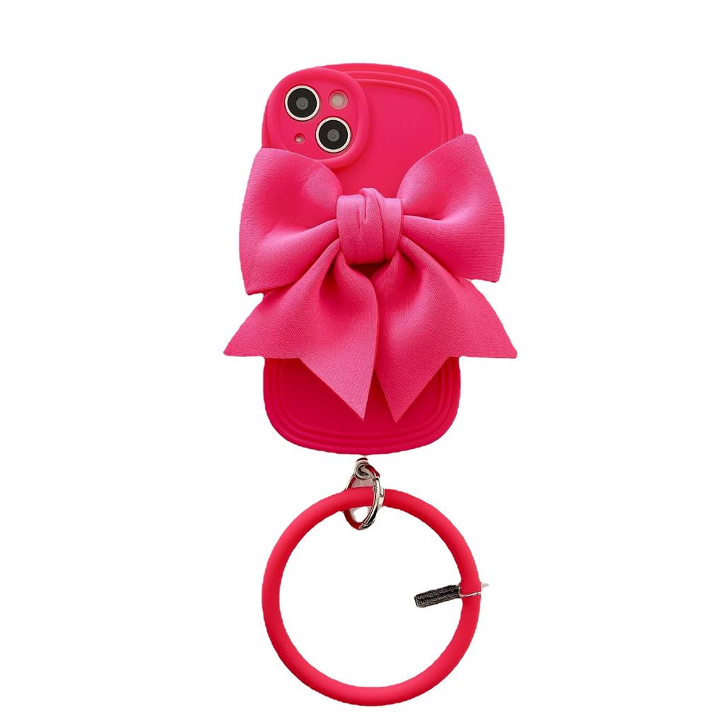 Three-dimensional bow with round bracelet, suitable for iPhone15Pro max Apple 13/14 mobile phone case 11/12.
