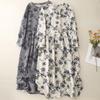 Xin Xing Cotton Linen Pastoral Print Dress: Soft, Gentle, Loose Fit for Spring and Autumn