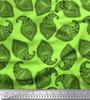 Soimoi Blue Japan Crepe Satin Fabric Green Paisley Printed Craft Fabric by the metre 42 Inch